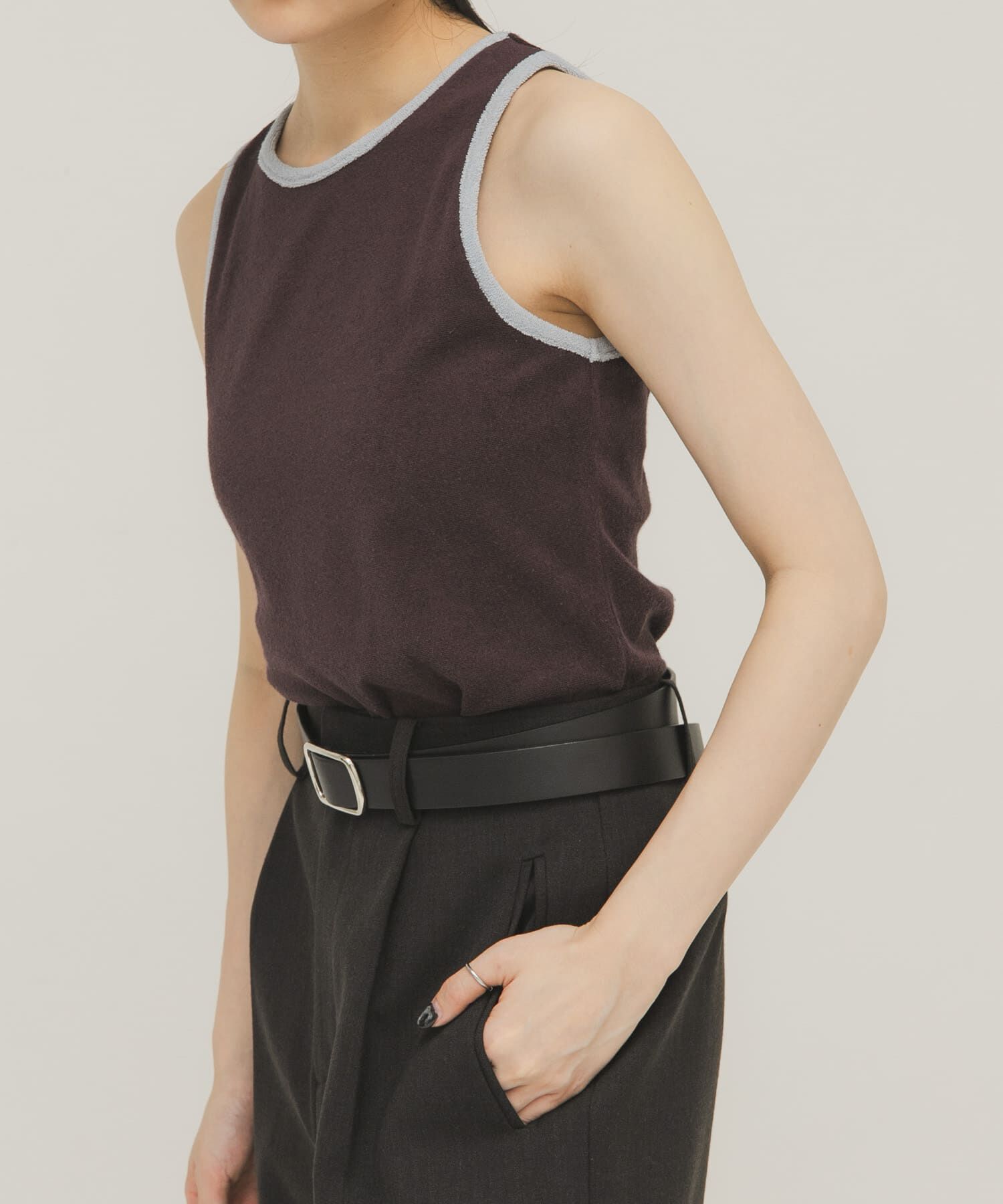  「バイカラーパイルタンク」|タンクトップ|