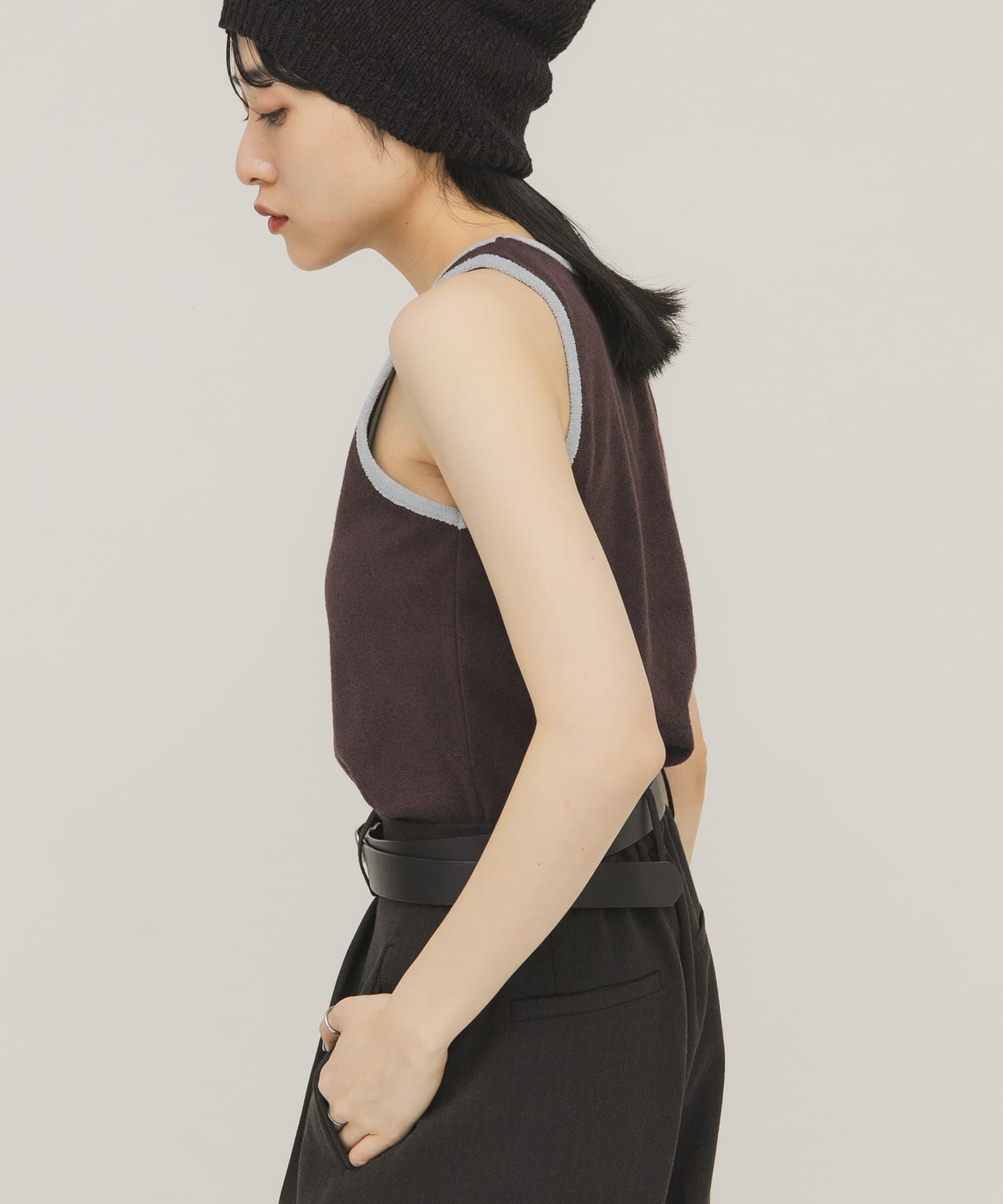  「バイカラーパイルタンク」|タンクトップ|
