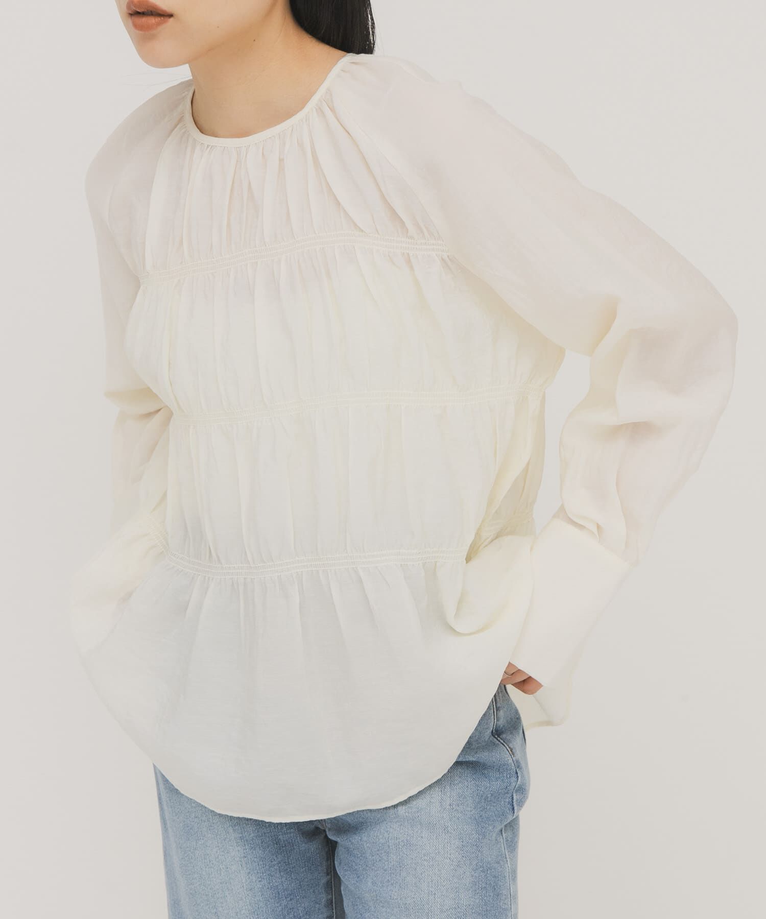  「ティアードブラウス」|シャツ・ブラウス|アイボリー
