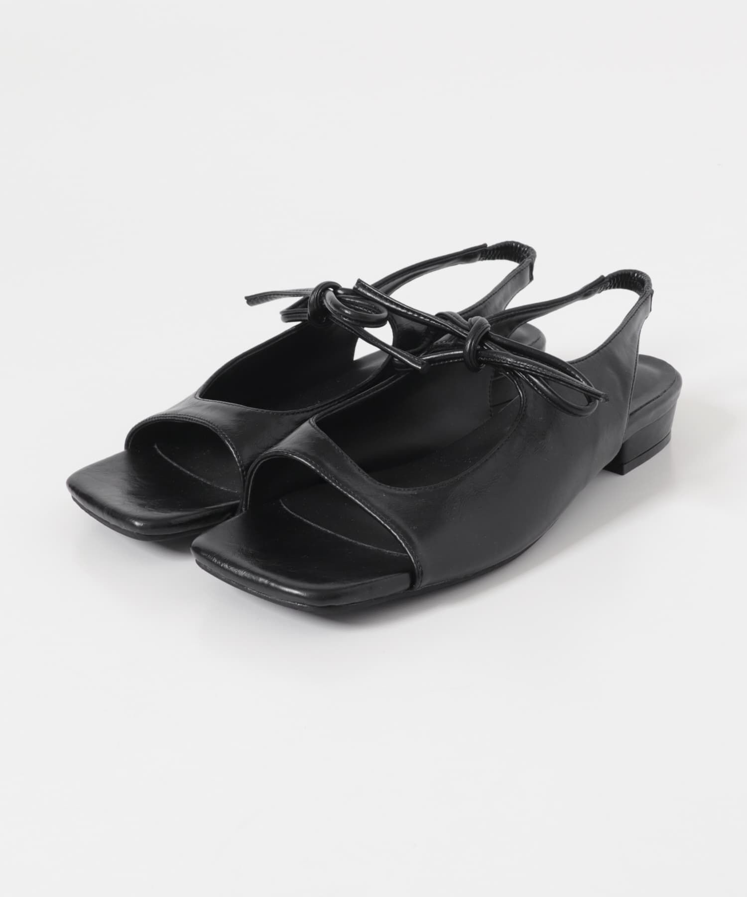  「スクエアトゥリボンコンビサンダル」|サンダル|