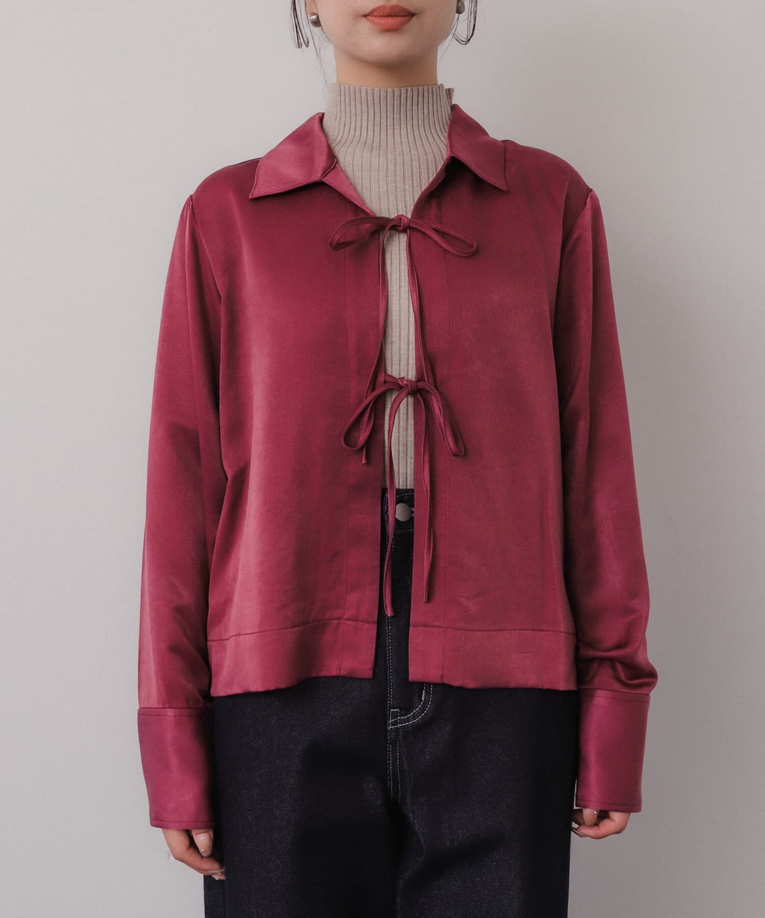 SENSE OF PLACE by URBAN RESEARCH「サテンリボンディテールブラウス」|シャツ・ブラウス|