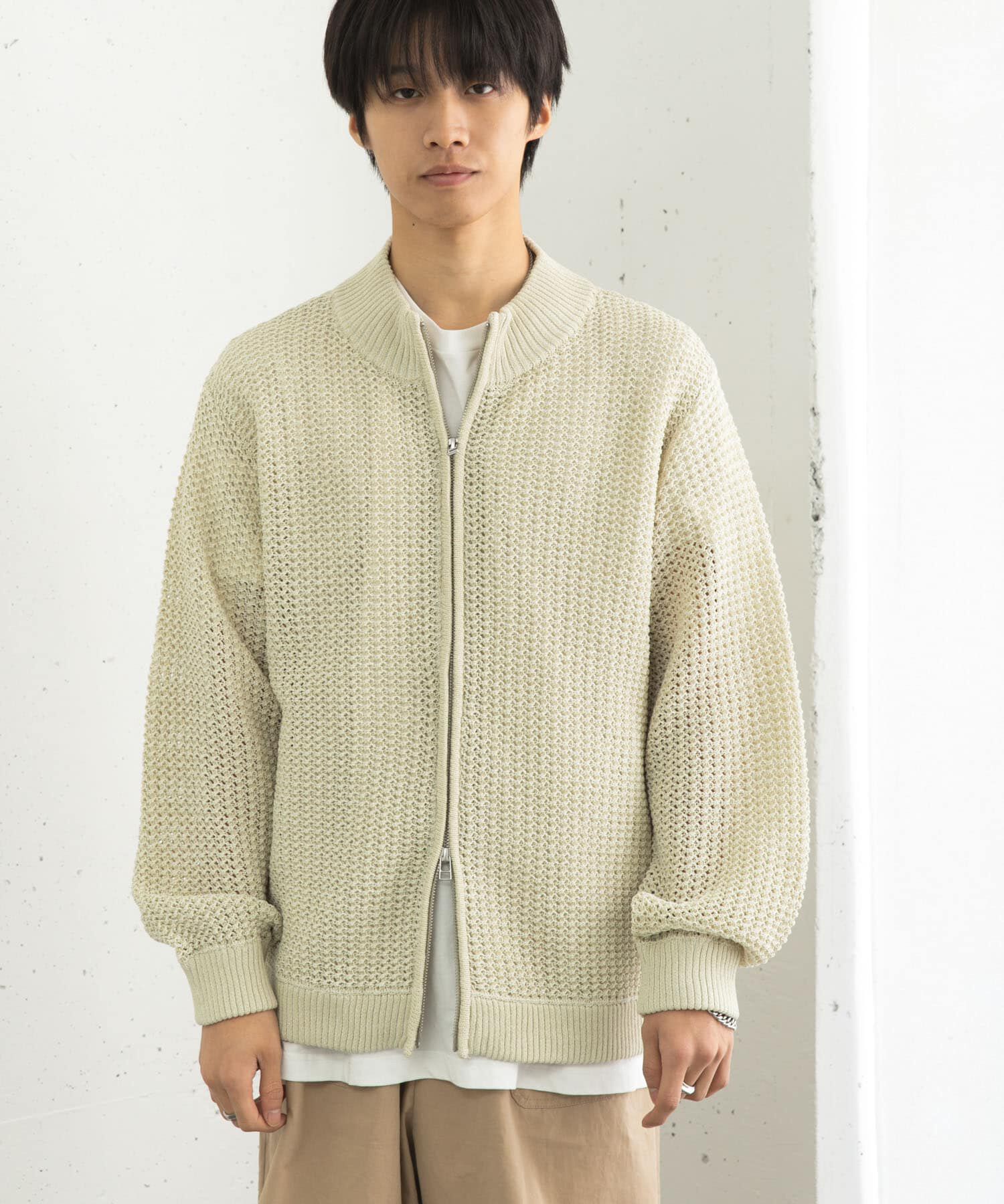 SENSE OF PLACE by URBAN RESEARCH「『ユニセックス』『洗濯可』シアーメッシュドライバーズカーディガン」|カーディガン|