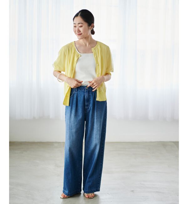 le.coeur blanc「《手洗い可能》Perle Pecheチュールレイヤードカーデ」|カーディガン|