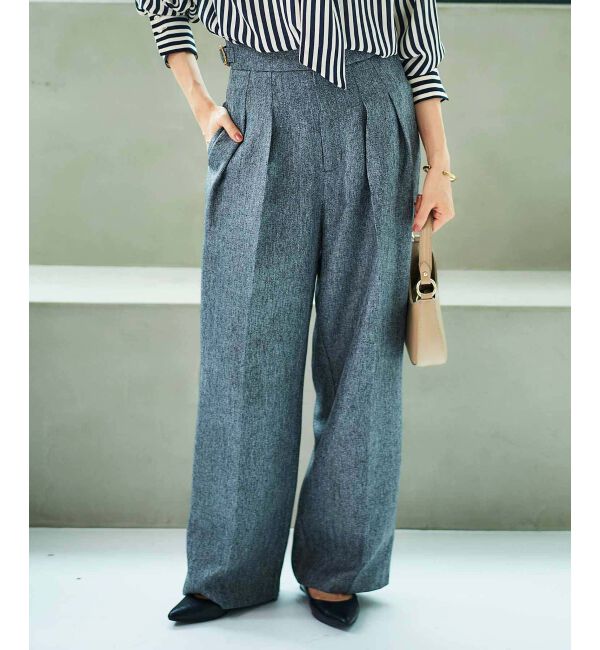 le.coeur blanc「ヘリンボーンタックワイドパンツ」|その他|グレー柄