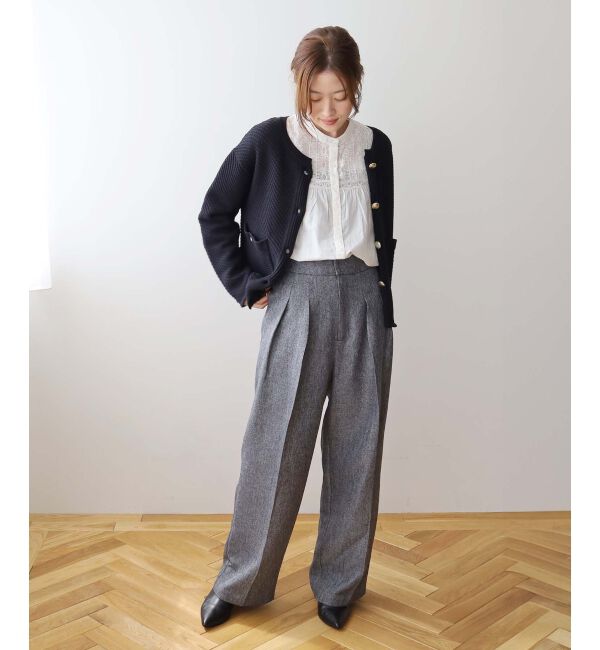 le.coeur blanc「ヘリンボーンタックワイドパンツ」|その他|