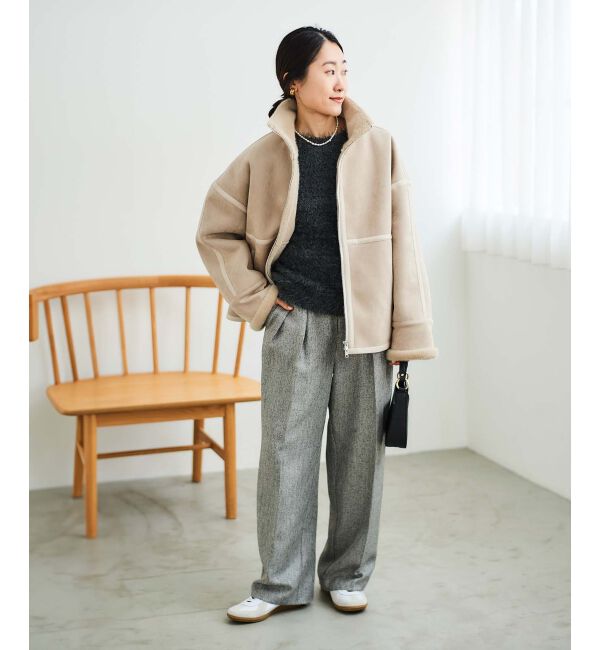 le.coeur blanc「ヘリンボーンタックワイドパンツ」|その他|