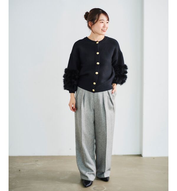 le.coeur blanc「ヘリンボーンタックワイドパンツ」|その他|