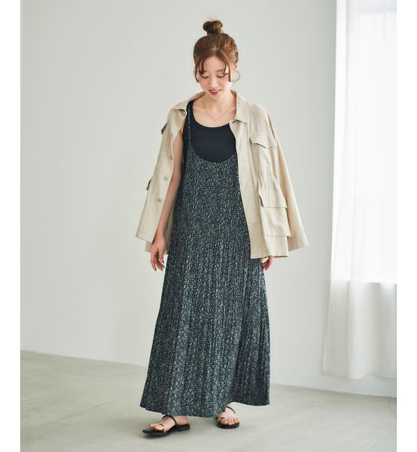  「フラワープリントプリーツキャミワンピース」|ワンピース|