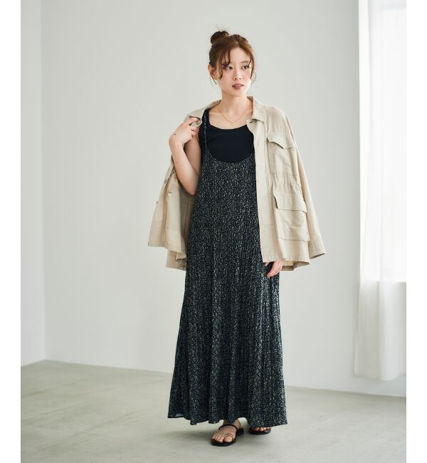  「フラワープリントプリーツキャミワンピース」|ワンピース|