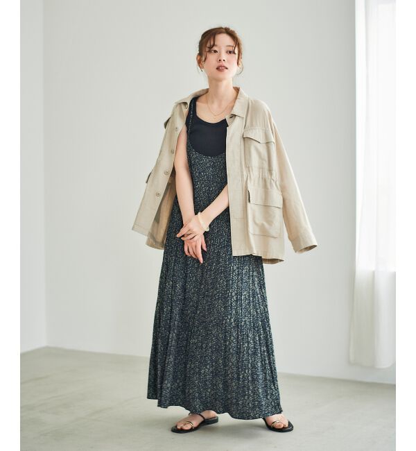  「フラワープリントプリーツキャミワンピース」|ワンピース|