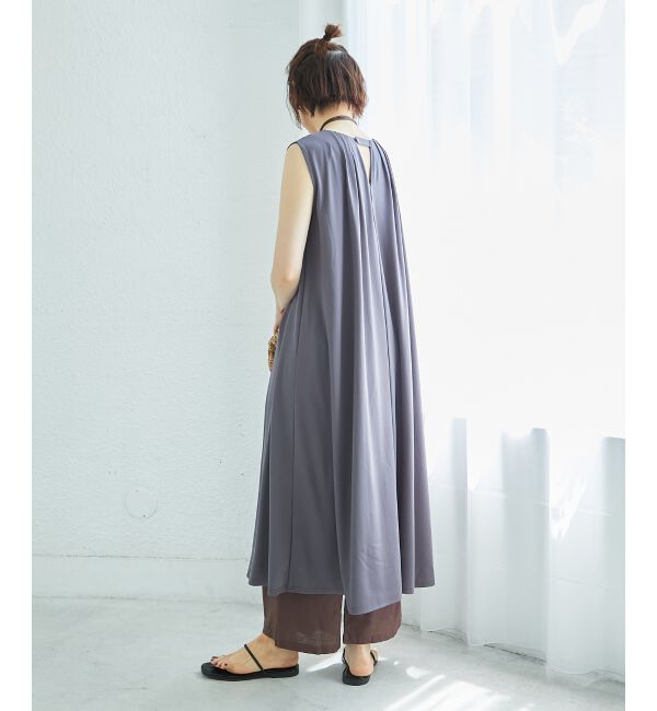  「スムースポンチノースリーブワンピース」|ワンピース|