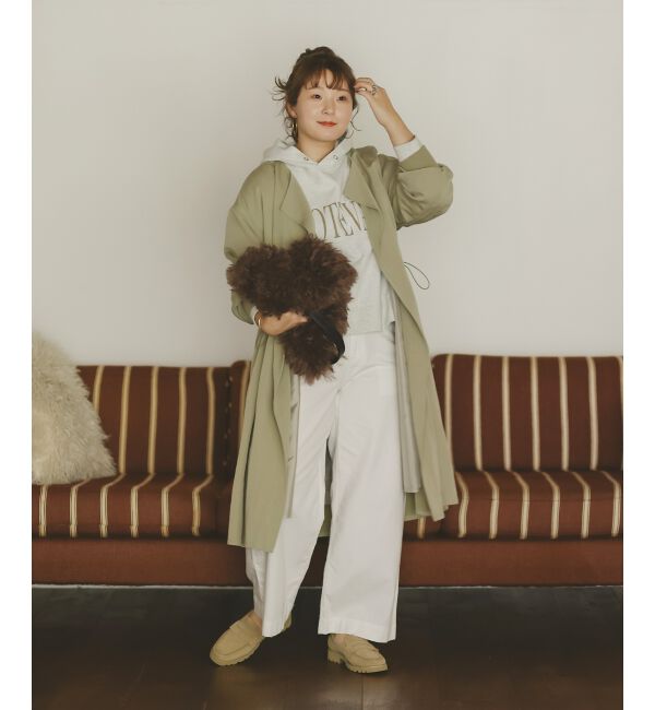  「ドロストノーカラーロングコート」|ノーカラーコート|