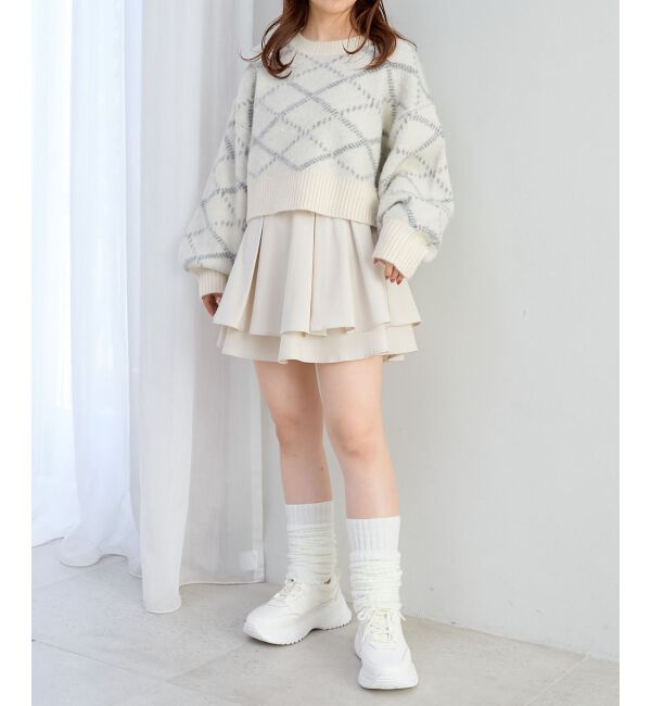 MAJESTICLEGON「チェックショートニット」|ニット・セーター|