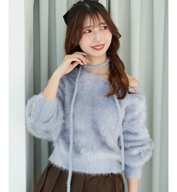  「キラメキチョーカーセットシャギーニット」|ニット・セーター|