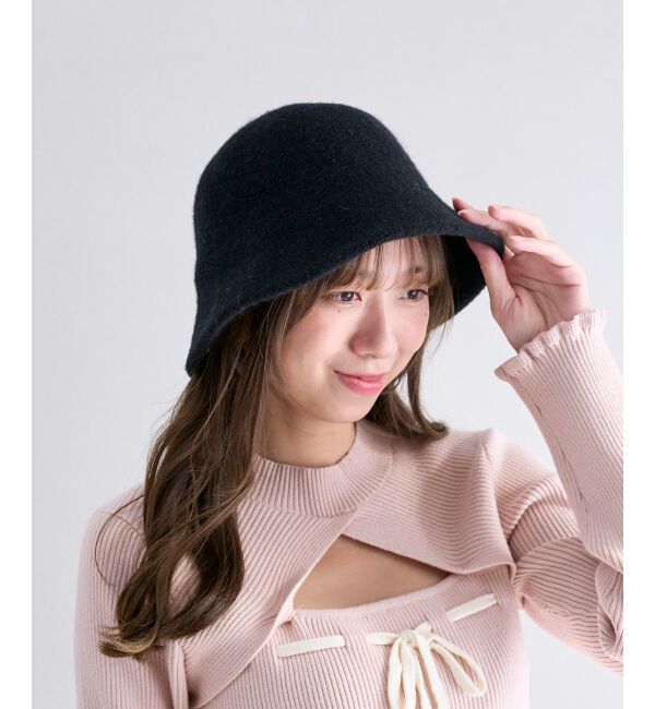  「シンプルウールハット」|ハット|ブラック