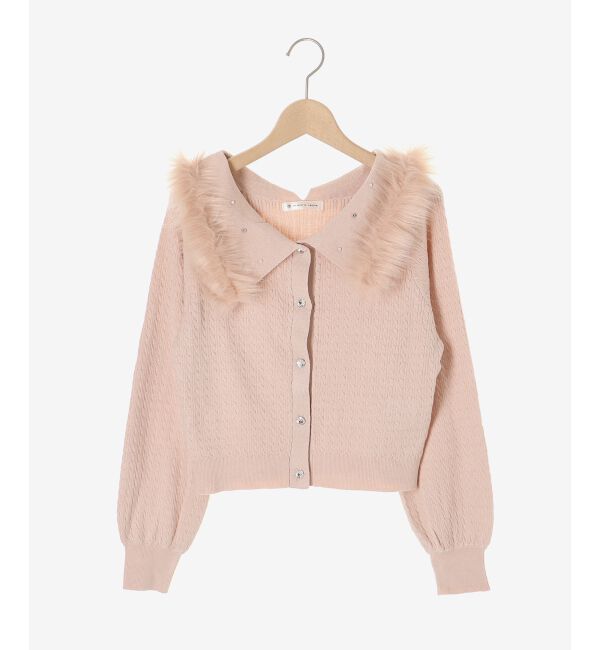  「フェイクファー付きキラキラ襟ニット」|ニット・セーター|