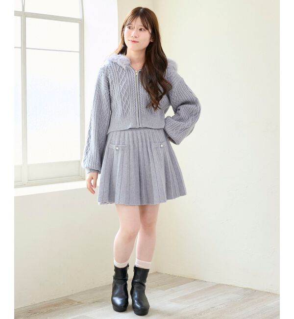  「キラキラボタンプリーツニットスカート」|スカート|