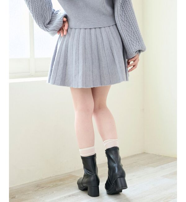  「キラキラボタンプリーツニットスカート」|スカート|