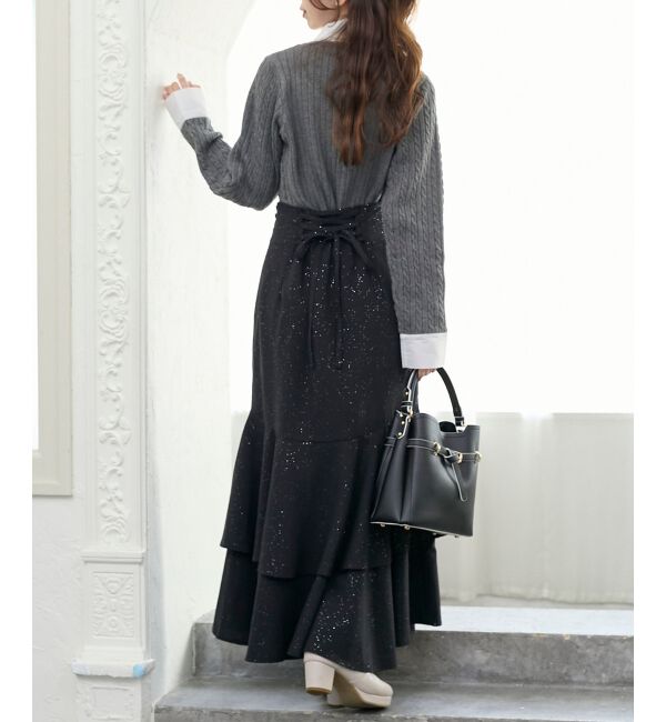  「キラキラレースアップマーメイドスカート」|スカート|