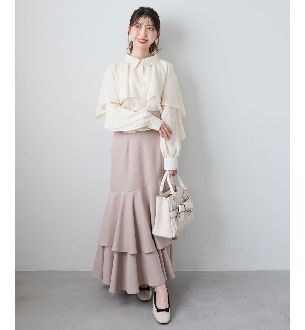  「キラキラレースアップマーメイドスカート」|スカート|ピンクベージュ