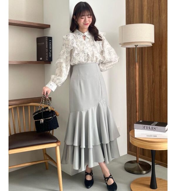  「キラキラレースアップマーメイドスカート」|スカート|グレー