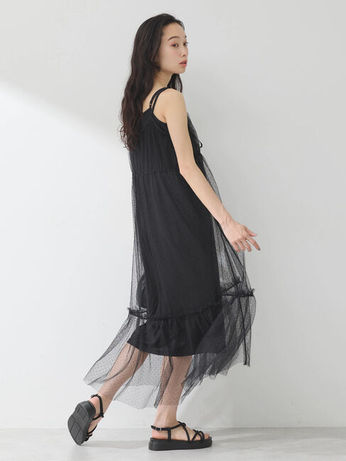 earth music&ecology「ドットチュールキャミワンピース」|ワンピース|