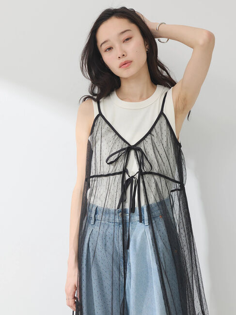 earth music&ecology「ドットチュールキャミワンピース」|ワンピース|