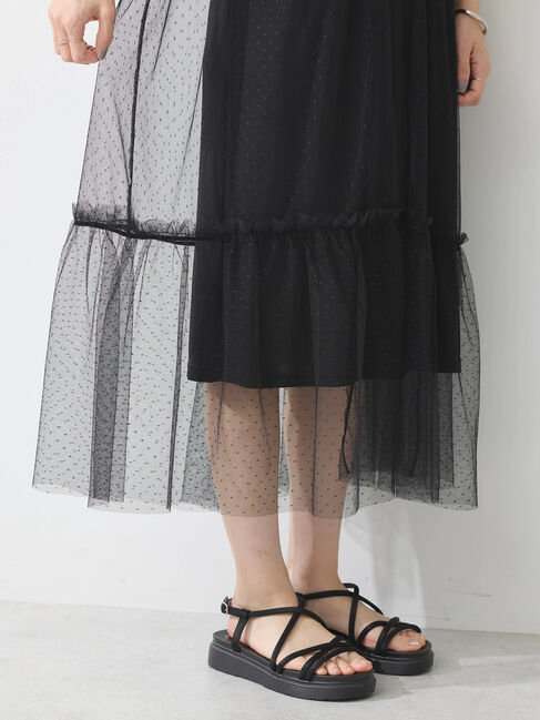 earth music&ecology「ドットチュールキャミワンピース」|ワンピース|