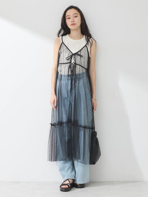 earth music&ecology「ドットチュールキャミワンピース」|ワンピース|