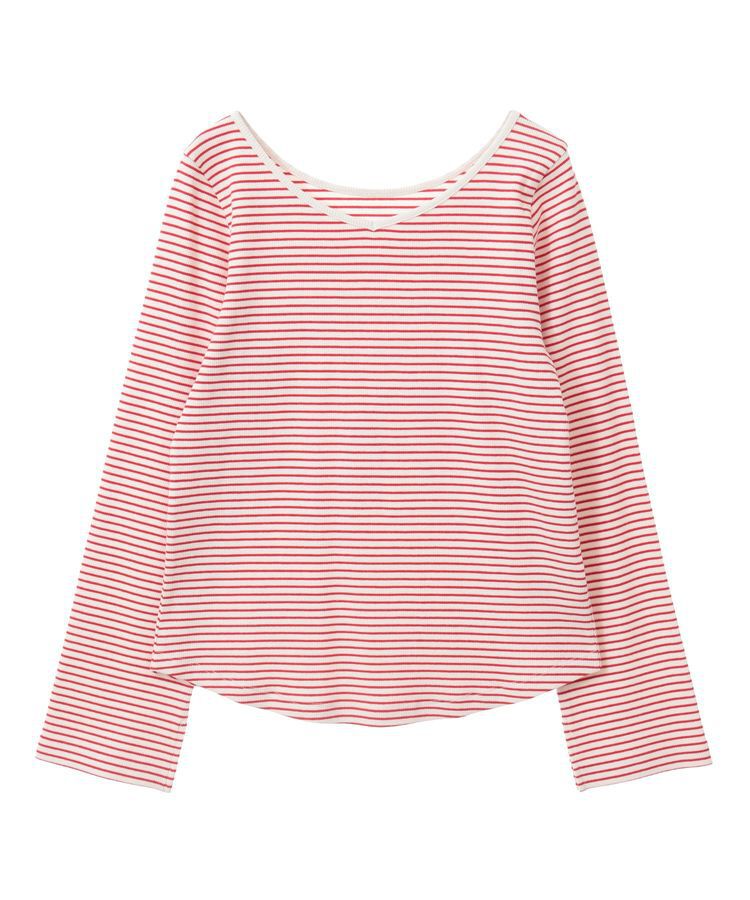 earth music&ecology「2WAYネックリブプルオーバー」|Tシャツ・カットソー|Border Red