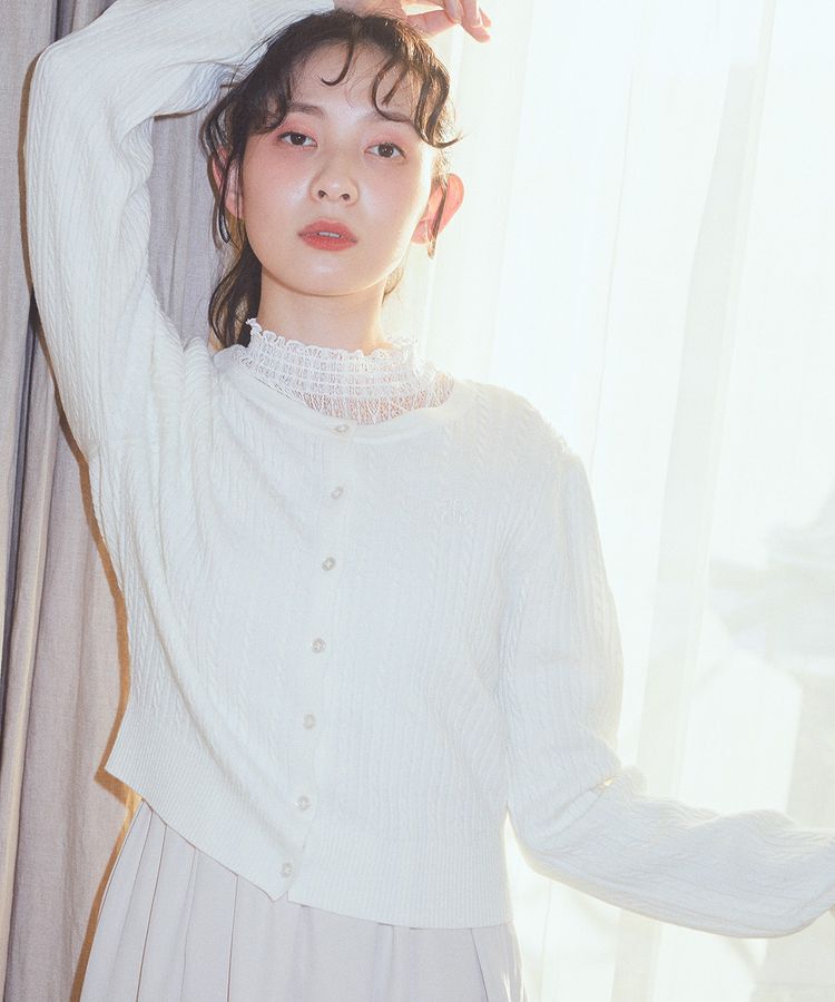 earth music&ecology「ミニケーブルコンパクトカーディガン」|カーディガン|