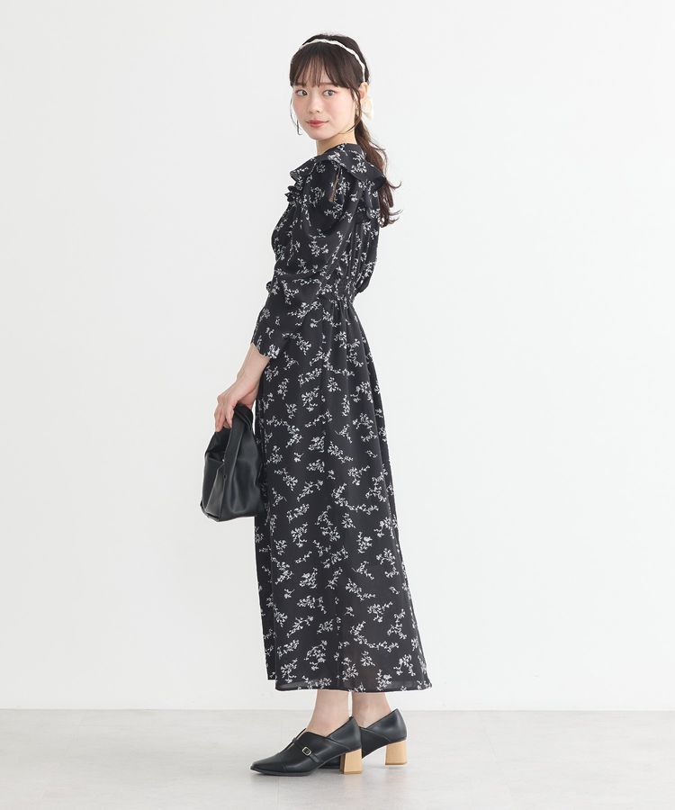 earth music&ecology「ラッフルショルダーフラワーワンピース」|ワンピース|