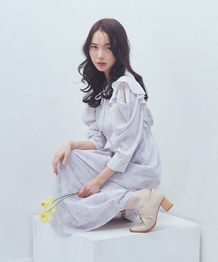 earth music&ecology「ラッフルショルダーフラワーワンピース」|ワンピース|
