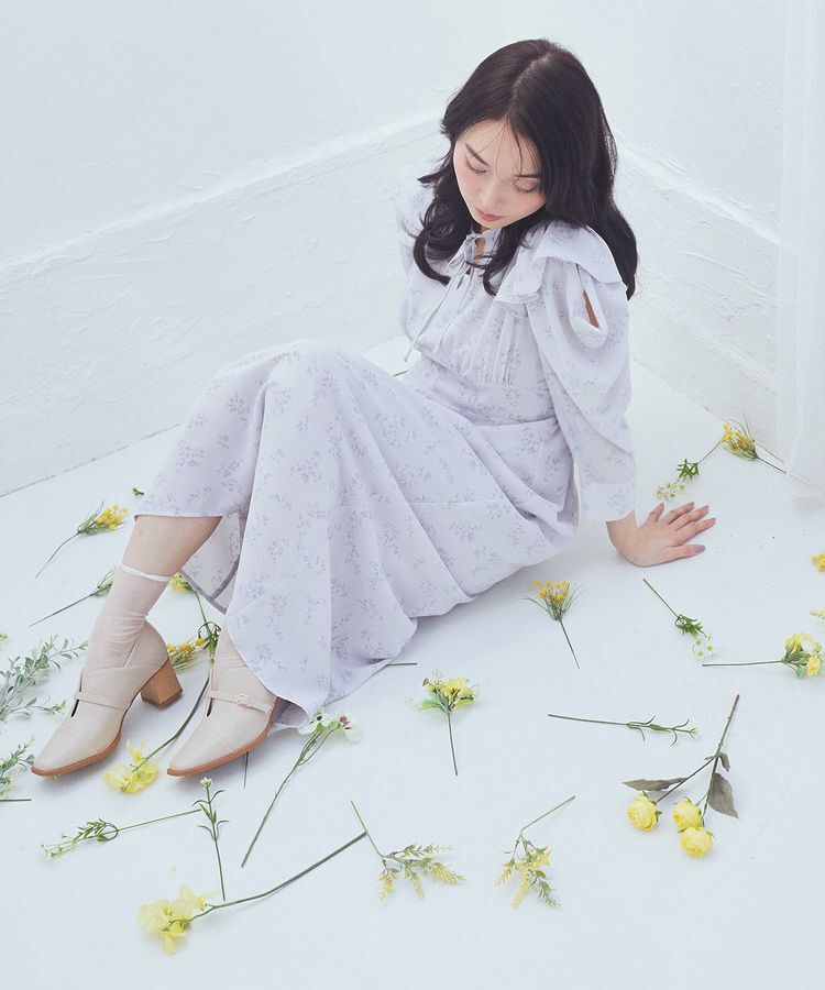 earth music&ecology「ラッフルショルダーフラワーワンピース」|ワンピース|