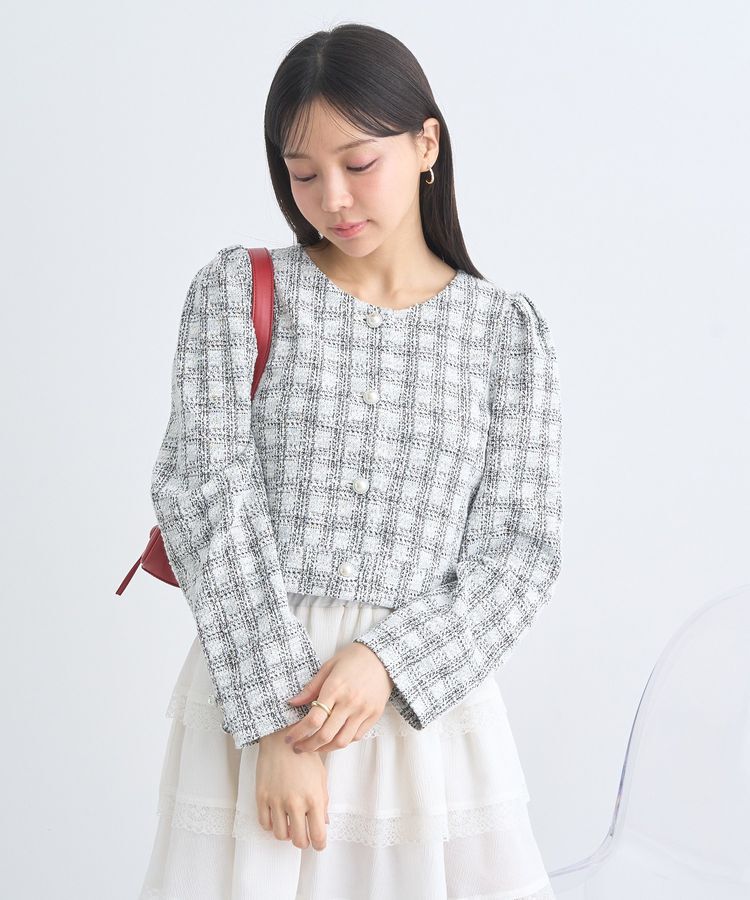 earth music&ecology「カットツイードショートジャケット」|テーラードジャケット|