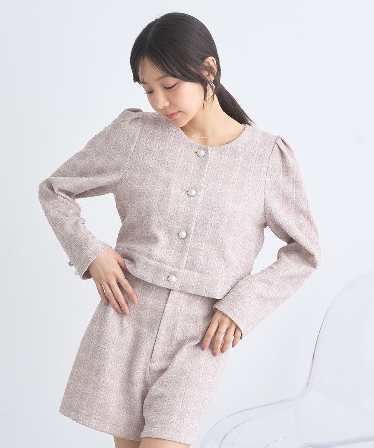 earth music&ecology「カットツイードショートジャケット」|テーラードジャケット|
