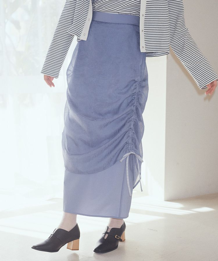 earth music&ecology「シフォンドロストレイヤードスカート」|スカート|Blue