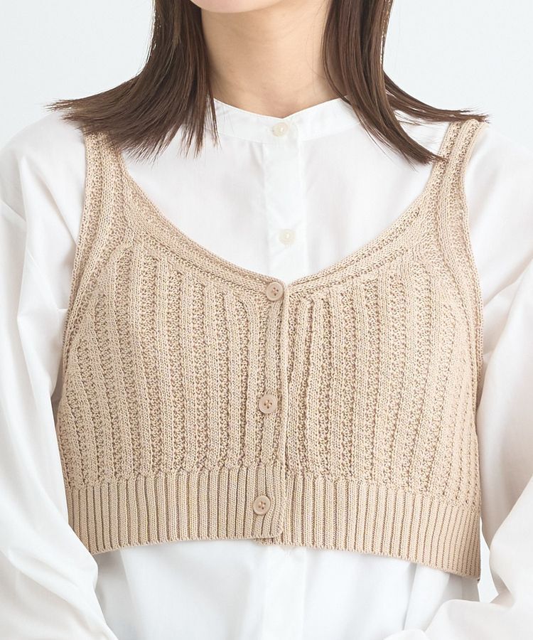 earth music&ecology「SET2点透かしニットビスチェ＋シャツ」|シャツ・ブラウス|