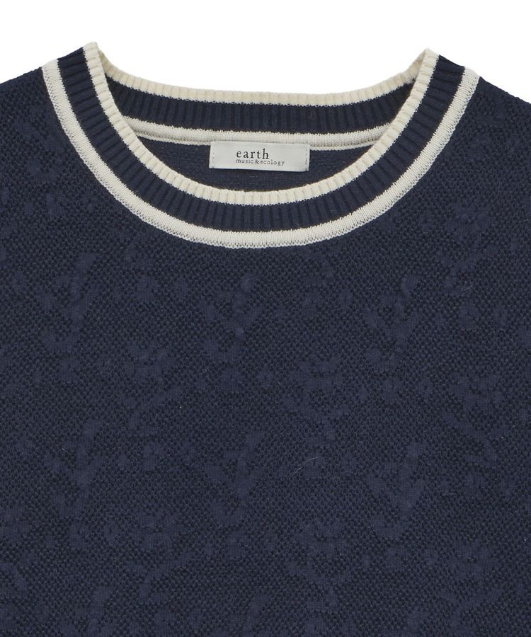 earth music&ecology「バイカラーフラワージャガードニットプルオーバー」|ニット・セーター|