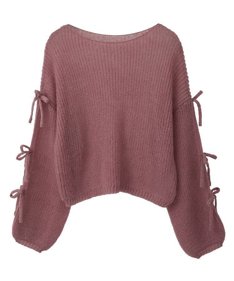 earth music&ecology「サイドリボン透かしニットプルオーバー」|ニット・セーター|