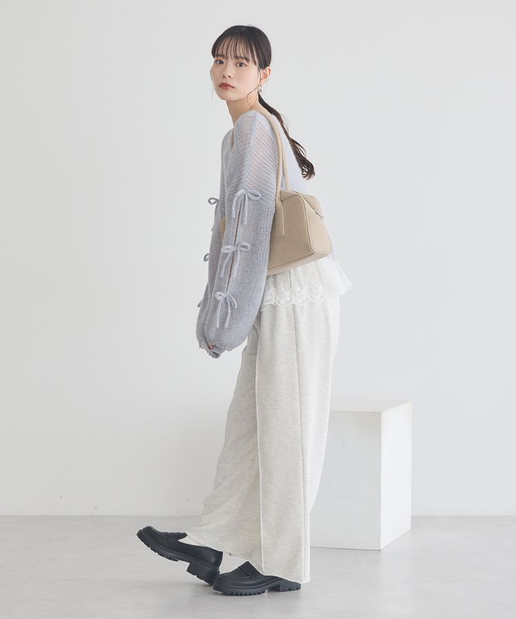 earth music&ecology「サイドリボン透かしニットプルオーバー」|ニット・セーター|