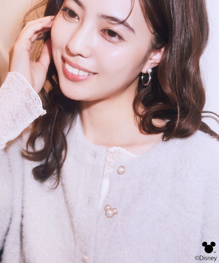 earth music&ecology「Disney/ポイントミッキーラメシャギーカーデ」|カーディガン|