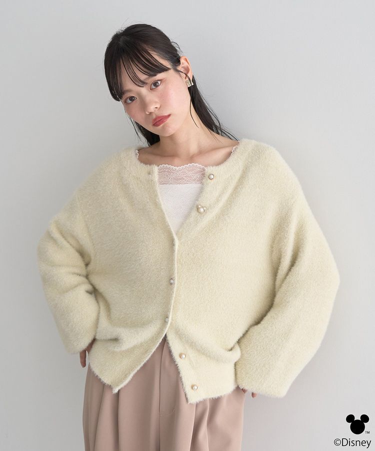 earth music&ecology「Disney/ポイントミッキーラメシャギーカーデ」|カーディガン|