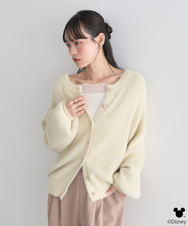 earth music&ecology「Disney/ポイントミッキーラメシャギーカーデ」|カーディガン|