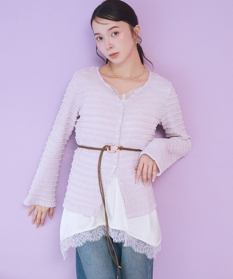 earth music&ecology「シャーリングカットカーディガン」|カーディガン|