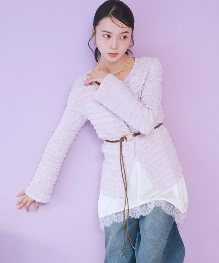 earth music&ecology「シャーリングカットカーディガン」|カーディガン|