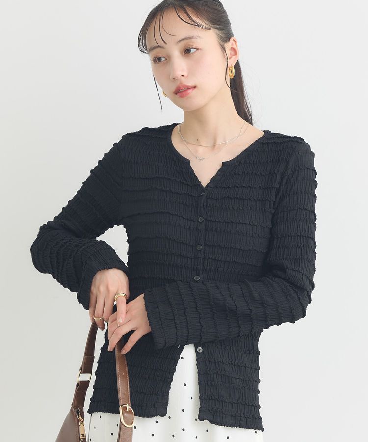 earth music&ecology「シャーリングカットカーディガン」|カーディガン|Black