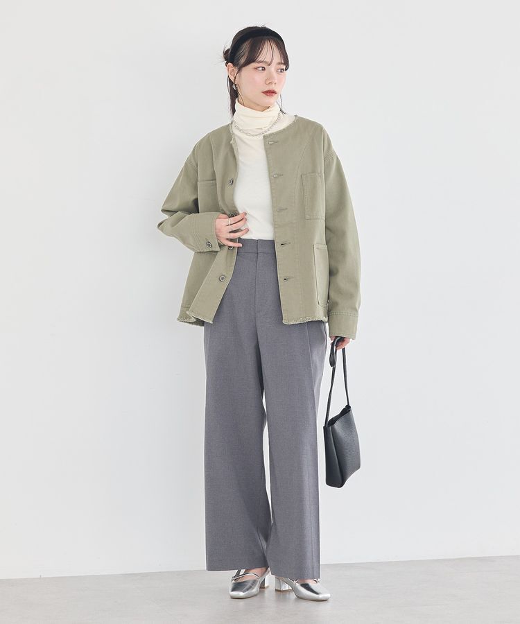 earth music&ecology「ノーカラーカバーオール」|テーラードジャケット|