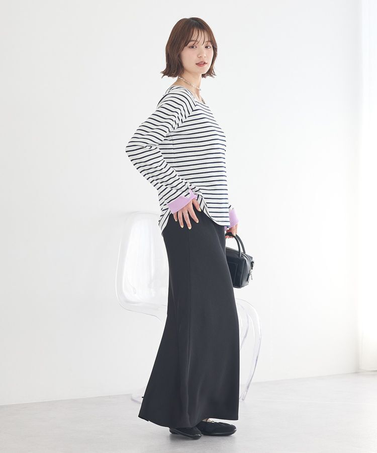 earth music&ecology「バイカラースクエアネックボーダープルオーバー」|Tシャツ・カットソー|