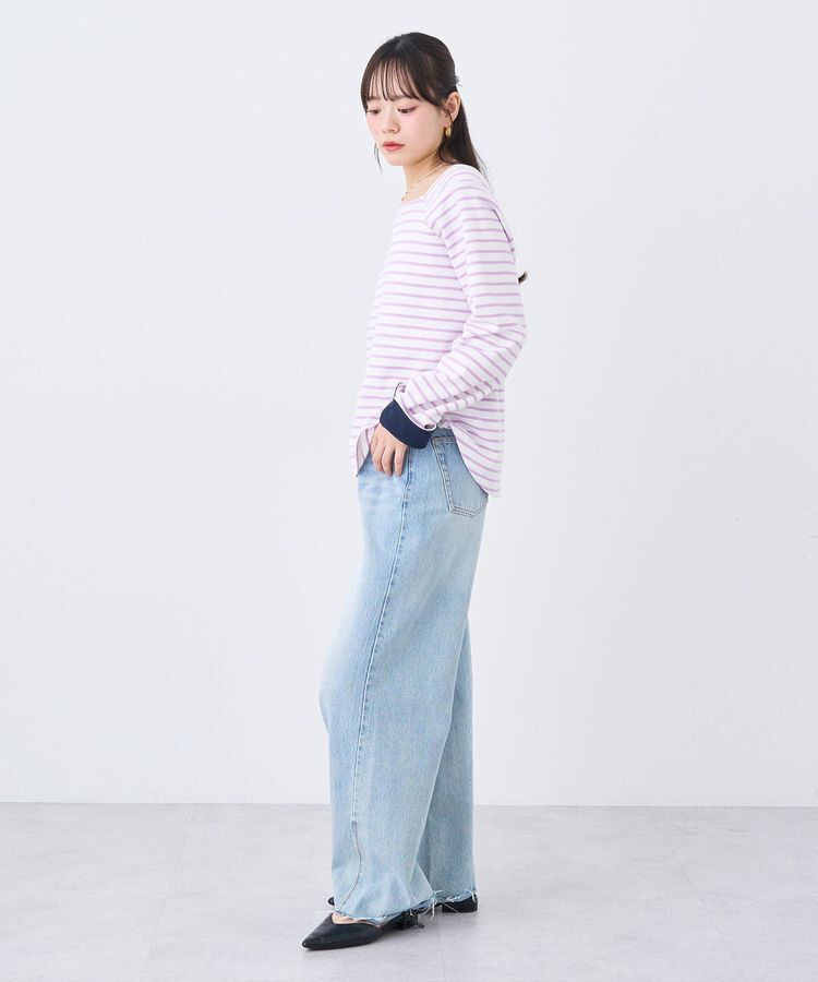 earth music&ecology「バイカラースクエアネックボーダープルオーバー」|Tシャツ・カットソー|